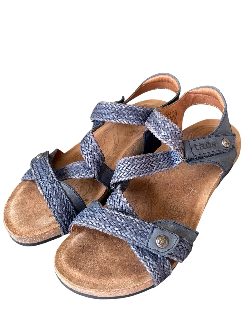 Taos Trulie Blue Woven Leather Strappy Sandals Size 7-7.5 EU 38